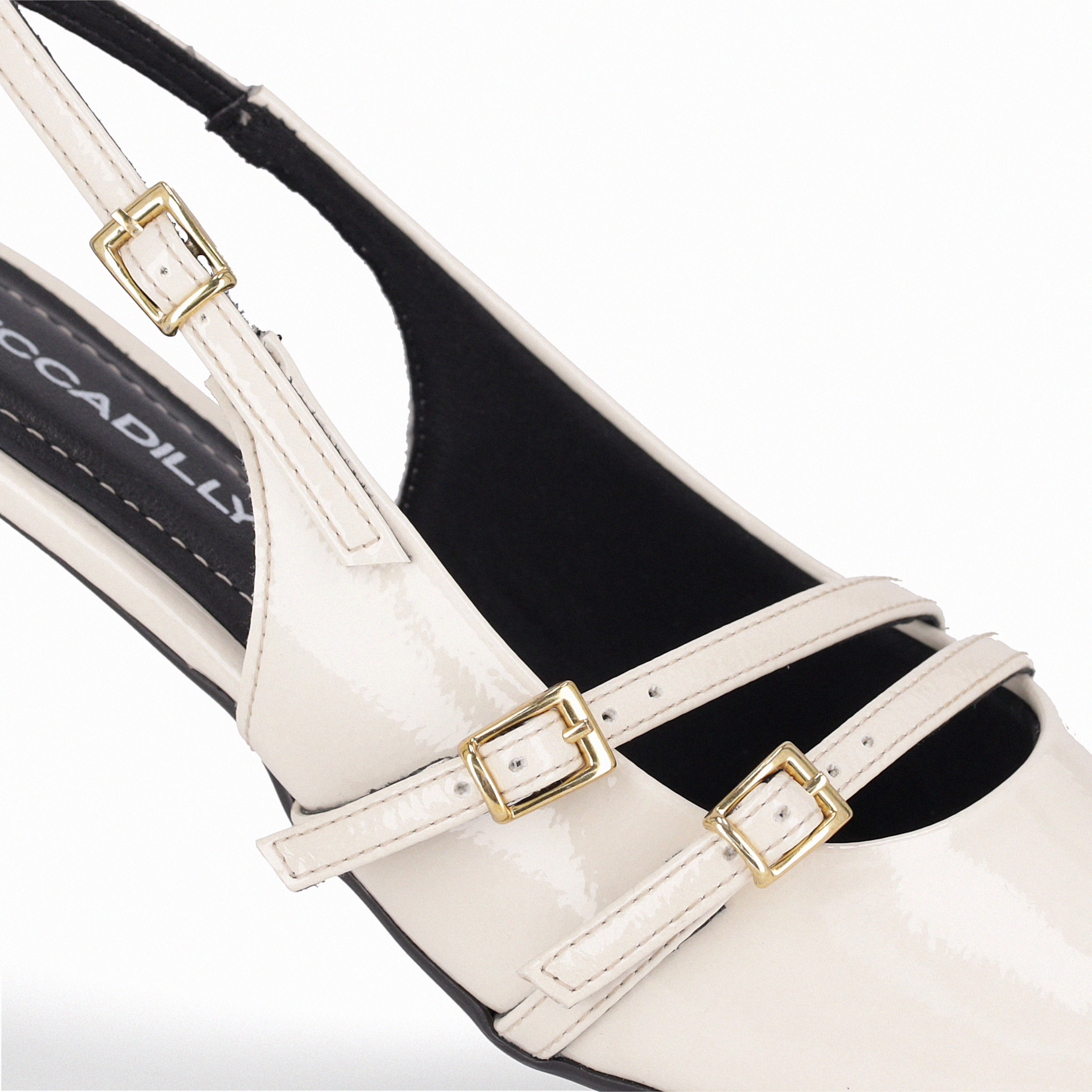 Slingback Alessandra Salto Médio Off White | Piccadilly
